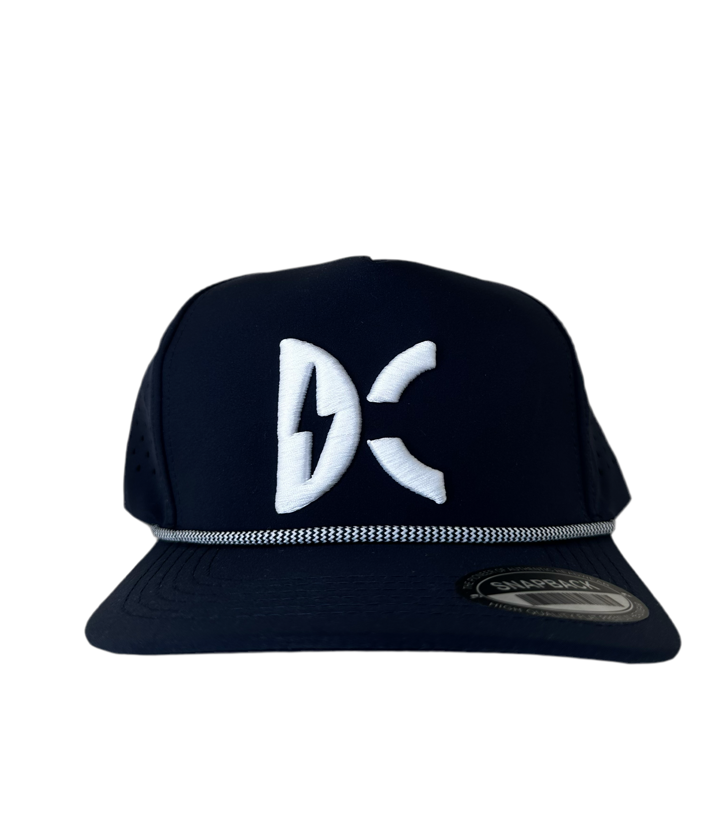 DC 5 Panel Perforated Flat Bill Rope Cap- Navy