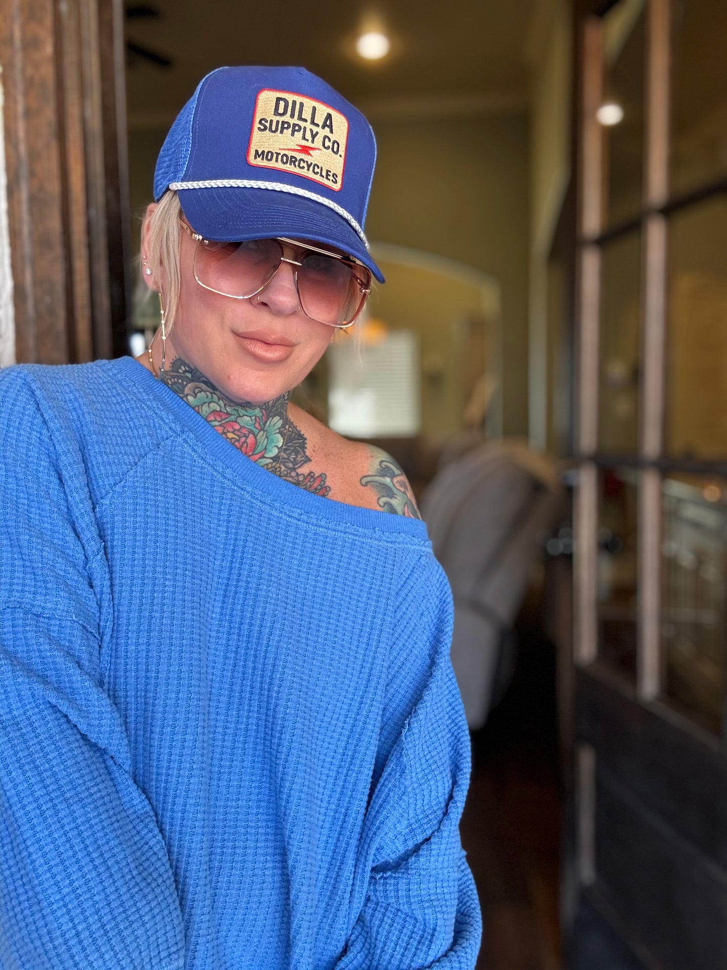 Dilla Supply Co Motorcyles Trucker Hat Blue