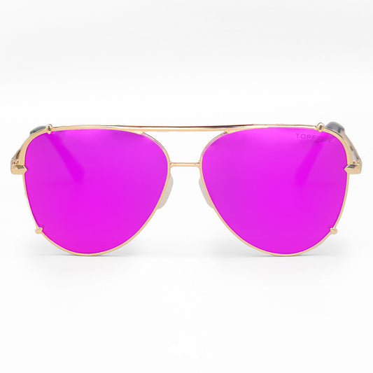 Cristina - Tangle Free - Mirrored Pink Aviator Sunglasses