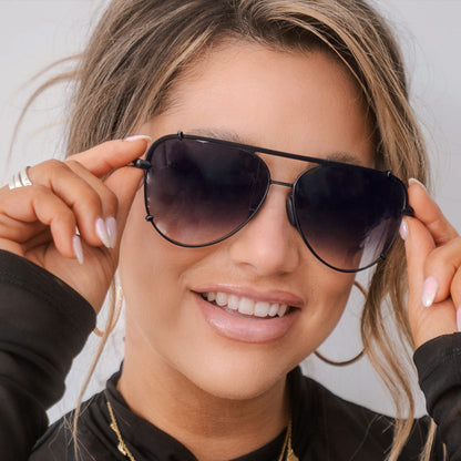 Cristina - Tangle Free - Faded Black Aviator Sunglasses