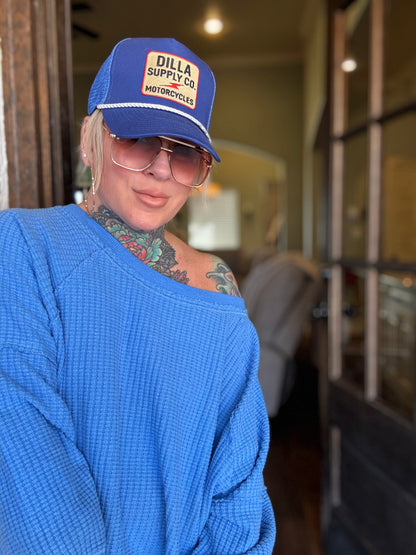 Dilla Supply Co Motorcyles Trucker Hat Blue