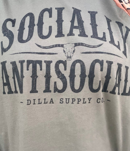 Socially Antisocial Mid Length Boxy Tee