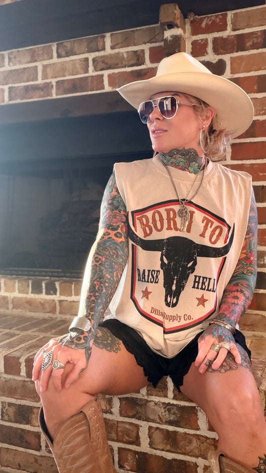 Born to raise hell sleeveless unisex tee